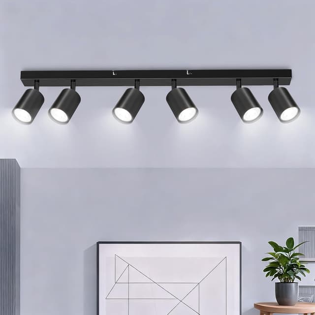 Detalle de Ketom 6 faretti da soffitto orientabili GU10 nero opaco (plafoniera)