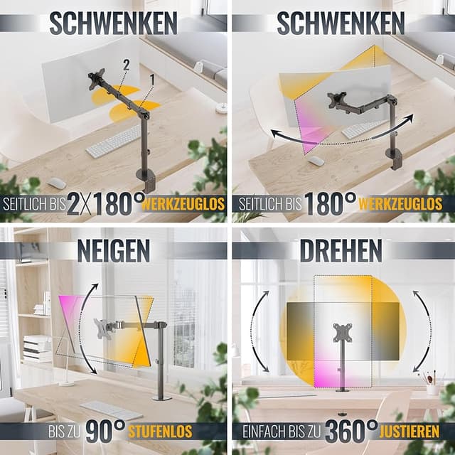 Detalle de RICOO TS2711 Brazo Articulado Monitor Mesa Giratorio e Inclinable