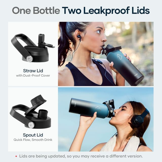 Detalle de BUZIO 1180 ml Stainless Steel Vacuum Water Bottle with Straw Lid and Flex Cap (Indigo Crush)