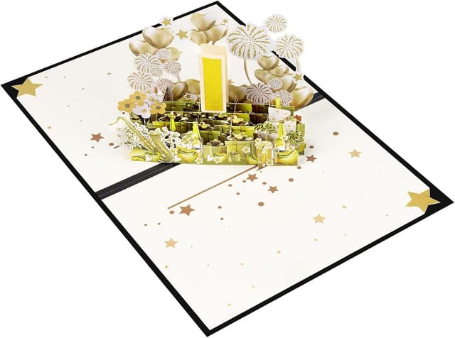 Detalle de Anniversary Golden Gift pop up card