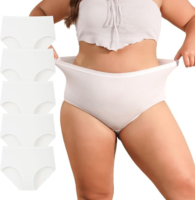 Detalle de INNERSY Women’s Maxi Briefs Cotton Underwear – High Waisted Knickers, Plus Size (Pack of 5)