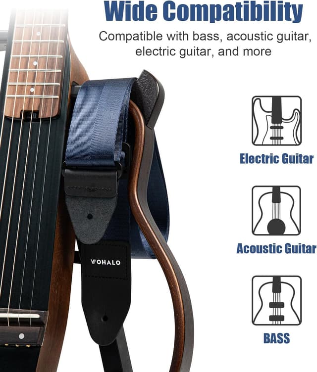 Detalle 1 de VOHALO Adjustable Nylon Guitar Strap (36–60 inches) with Picks & Accessories