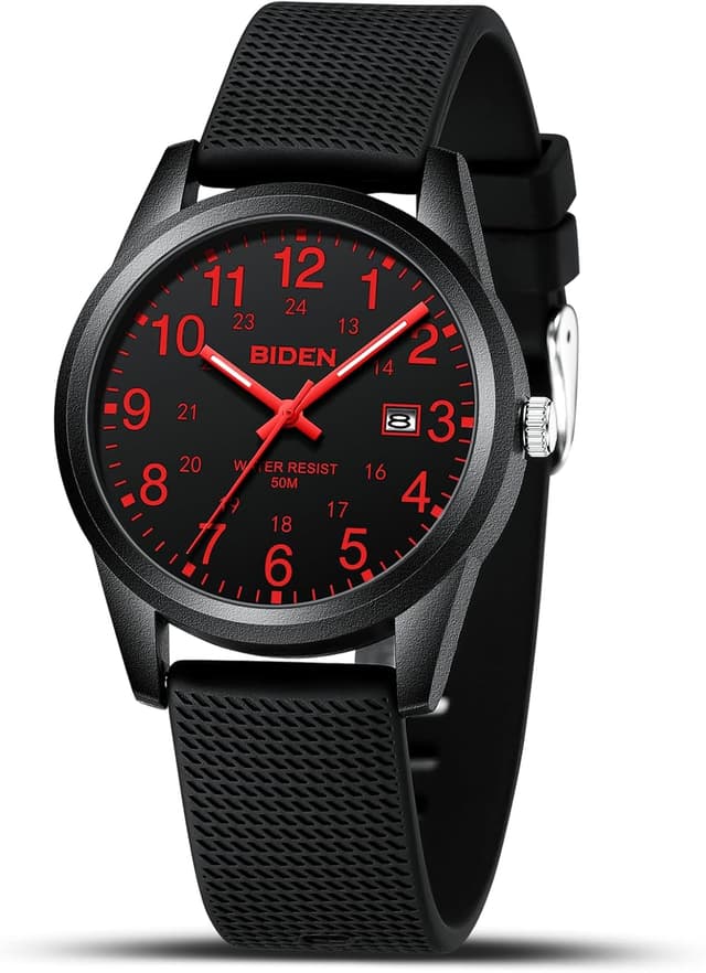 Detalle de Herren Analog Quarz Armbanduhr mit 3 ATM Wasserdichtem Gehäuse (30 m) – 9,84" Gesamtlänge, silikonarmband