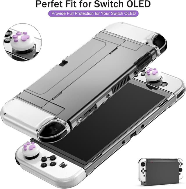Detalle de Younik Switch OLED Accessories Bundle (17-in-1 kit) with carry case, stand, screen protectors and J-Con covers