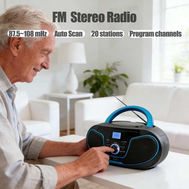 Detalle 2 de LONPOO Lettore CD Boombox portatile LP-D02