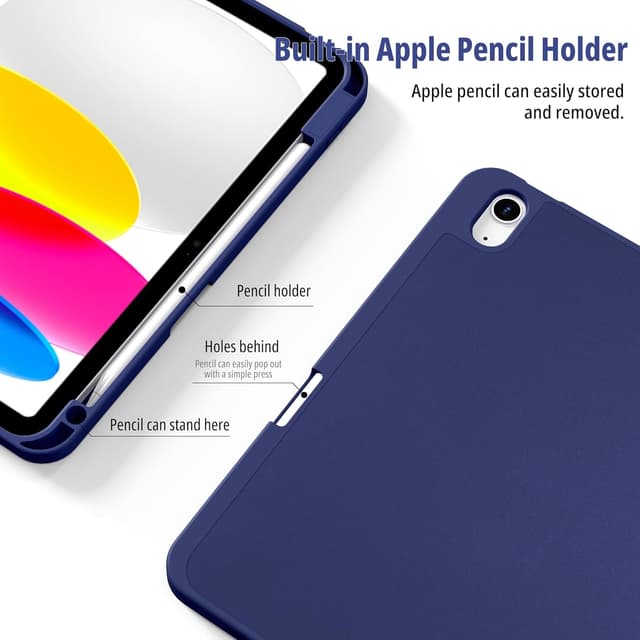 Detalle de CACOE Hülle für iPad A16 (11. Generation 2025) & iPad 10 (10,9 Zoll) mit Stifthalter – Navy blau