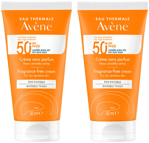 Detalle de Avène Crema Solar SPF50+ 2x50 ml Sin perfume