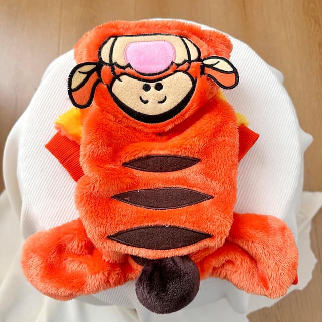 Thumbnail 6 de AIHANCH Tiger Dog Costume Hoodie in Soft Coral Velvet (Winter Outfit for Small Dogs) – XL