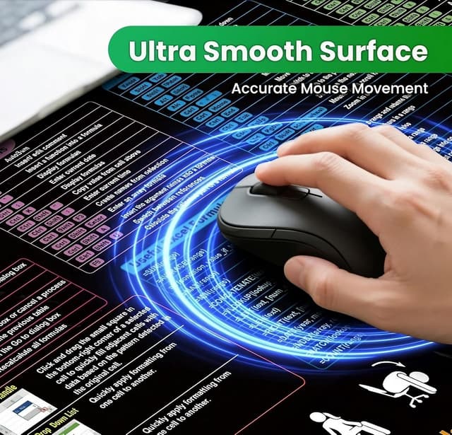 Detalle de Zoolyx Excel Cheat Sheet Desk Mat (XL 80x30cm) – Extended mouse pad with non-slip base