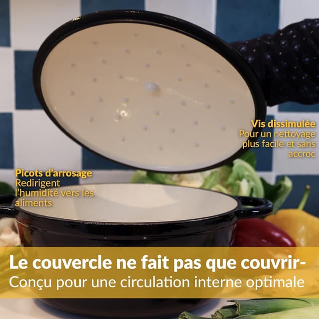 Detalle de Chefarone emaillierter Gusseisen-Brotbacktopf (24 cm, 3,5 l) mit Deckel – Induktion, Schmoren & Braten