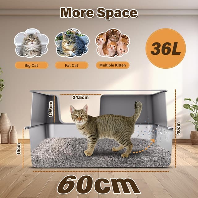 Thumbnail 1 de Lettiera acciaio inox 60x40x30 per gatti 🐱