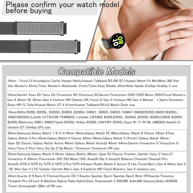 Thumbnail 1 de YCHDDER Nylon Uhrenarmband 16mm Schnellverschluss