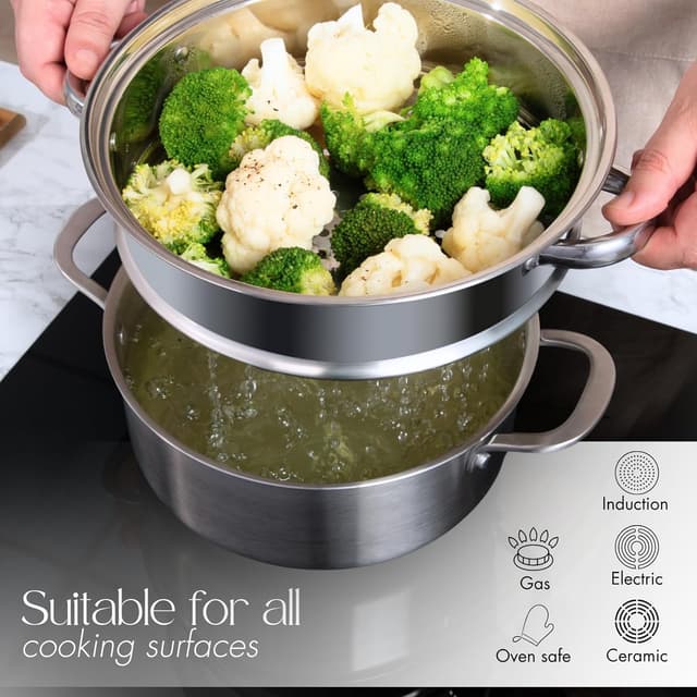 Thumbnail 6 de nuovva 17-piece Stainless Steel Pots and Pans Set with Glass Lids