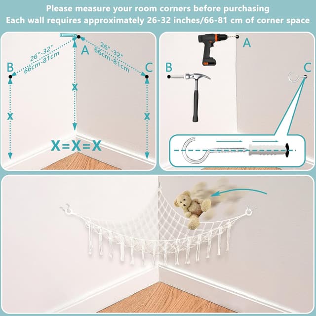 Thumbnail 5 de WUFANC Rete Porta Peluche 2 Pezzi 140x102x102 cm