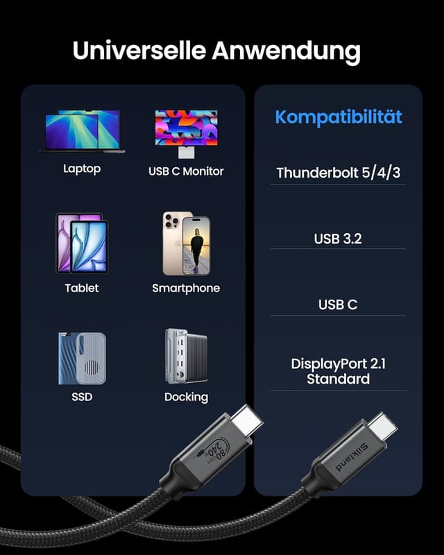Thumbnail 5 de Silkland USB4 Kabel 80Gbps Thunderbolt 5