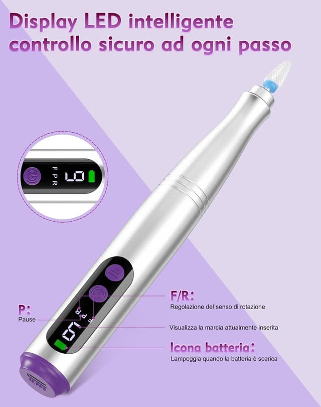 Detalle 1 de Fofile Fresa per unghie professionale 20000 giri/min