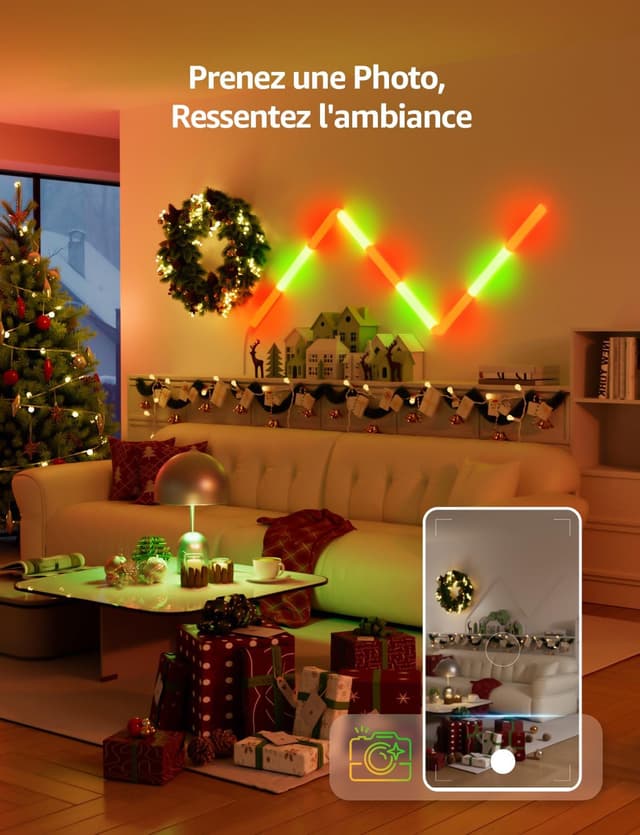 Detalle 2 de Lepro WL1 IA Applique murale RGB IA, 6 pièces + 2 coins, contrôle vocal et synchronisation musique