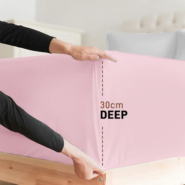 Detalle de AR Ware Double Fitted Sheet in 100% Egyptian Cotton (300 TC) – 30 cm Deep, Blush