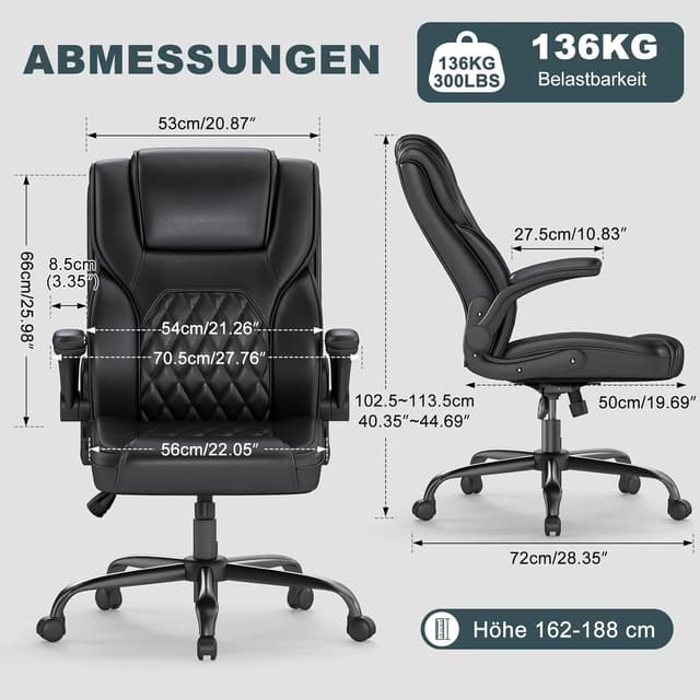 Detalle 2 de AnyGod Silla ergonómica de cuero 136 kg