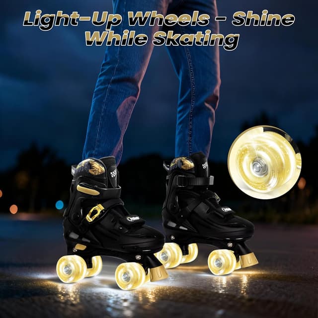 Detalle de Nattork Adjustable Roller Skates for Kids (Ages 4–16) with ABEC-7 Bearings and Rear Brake