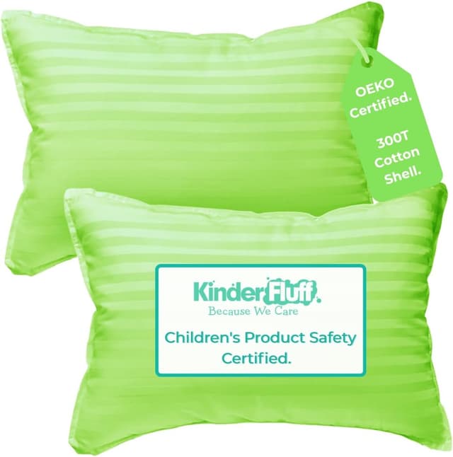 Detalle de Kinder Fluff Kids Pillow (lot de 2) 16x24 pouces – Oreillers pour enfants dès 7 ans, coton 300T, garnissage fibre alternative