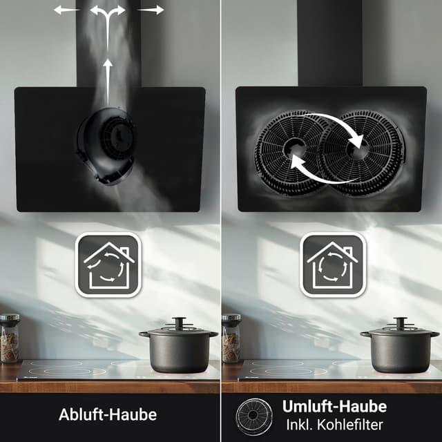 Thumbnail 6 de KKT KOLBE TRIO6025S Dunstabzugshaube 60 cm mit Gestensteuerung (Umluft/Abluft), schwarz, Glas