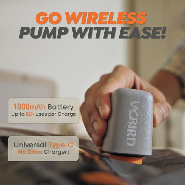 Detalle de Vacbird Vacuum Storage Bags (20 Pack) with Wireless Electric Air Pump, Reusable space-saving clothes pouches for travel and seasonal storage