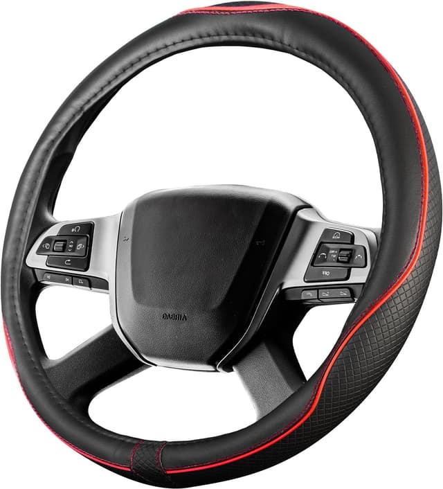 Detalle de Upgrade4cars LKW Lenkradbezug 44–46 cm in Rot – universelle Lenkradhülle für Sommer & Winter