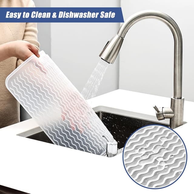 Detalle de KitchenRaku Abtropfmatte 30×40 cm aus Silikon – hitzebeständige, rutschfeste Spülunterlage