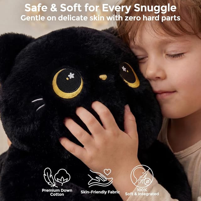 Detalle de Mewaii Cute Black Cat Plush Pillow (20 inch) – squishy cuddle plush for kids and girls
