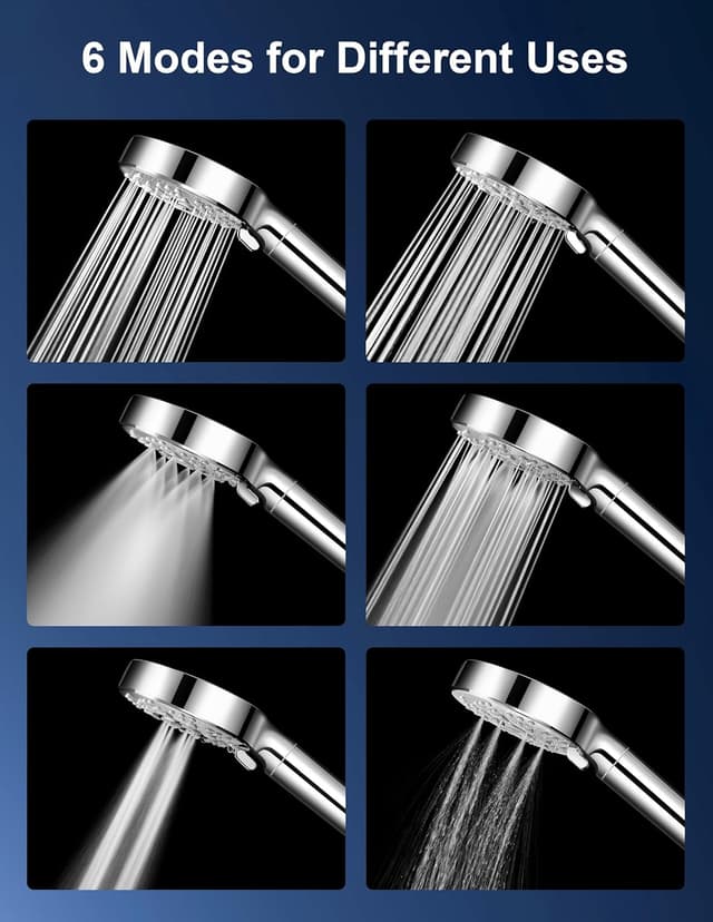 Detalle de Magichome Duschkopf mit Filter und 6 Strahlarten – 20-stufige Filtration, bis zu 2 m Schlauch