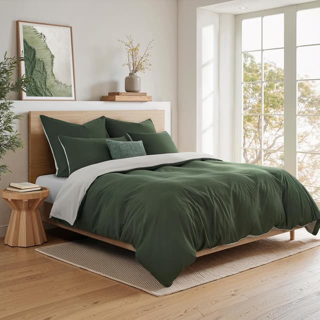 Thumbnail 6 de Duvetnova Wendebettwäsche 200x200 (3-teilig) Olivgrün/Beige – Microfaser mit OEKO-TEX