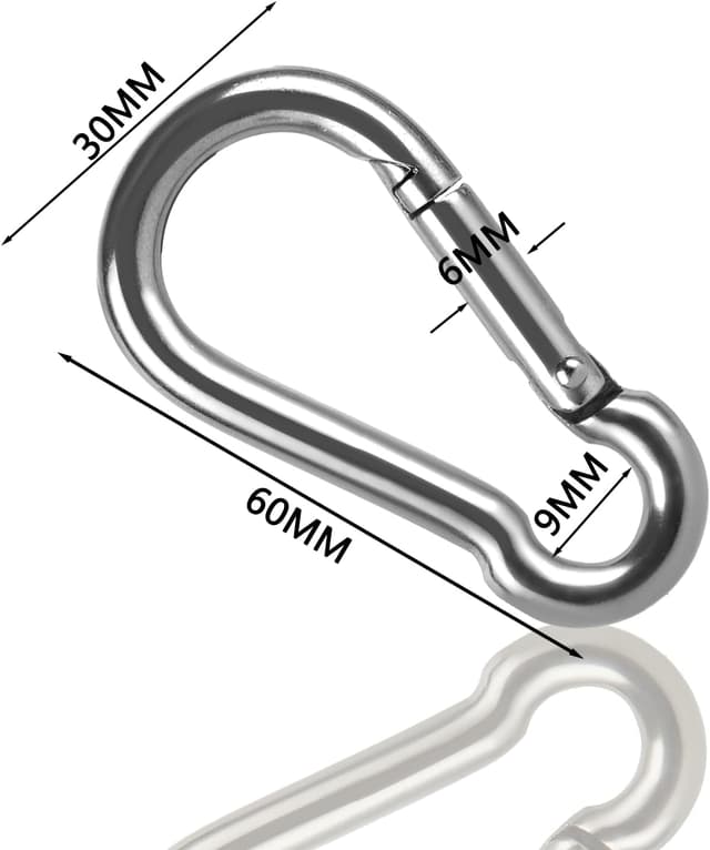 Detalle de ASelected lot de 16 fermoirs/mousquetons robustes en acier inox 304 M6, 60 x 6 mm