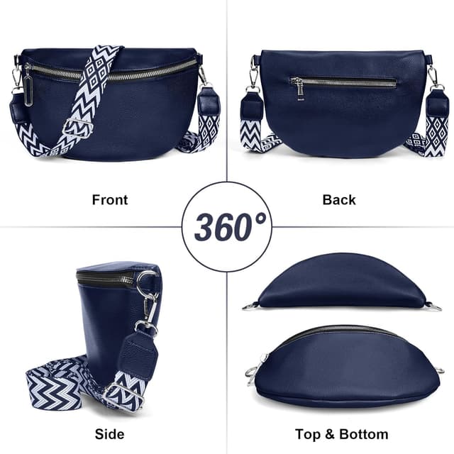 Detalle de HLEIUKT Umhängetasche Damen groß: Crossbody- & Bauchtasche mit abnehmbarem Schultergurt (blau)