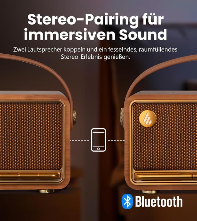 Detalle de Edifier MP330 Tragbarer Bluetooth-Lautsprecher mit Hi-Res Audio (40 W RMS) und Dual-Stereo-Kopplung, Multipoint