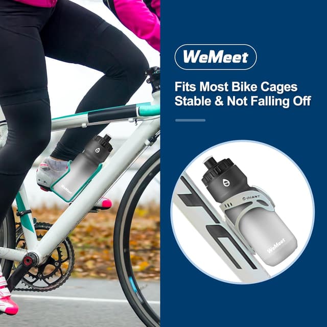 Detalle de WEMEET 1000ml Bike Sport Water Bottle (BPA Free) – 2-Pack leak-proof squeeze bottles with capacity scale