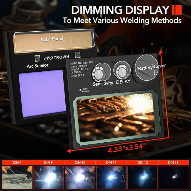 Thumbnail 6 de TRQWH Auto-Darkening Welding Helmet KTS-HD94 with True-Color Lens, Wide View & Auto-Darkening