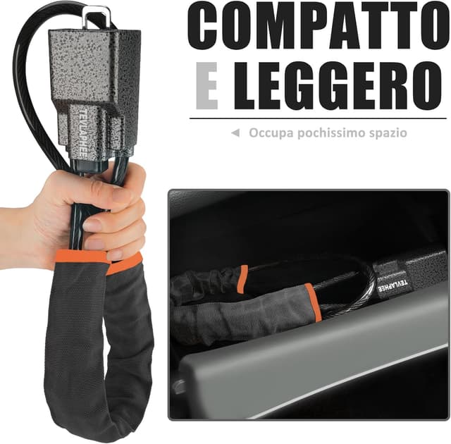 Detalle de Tevlaphee Blocca Sterzo per auto con testa in metallo e 3 chiavi (colore nero, antifurto universale)