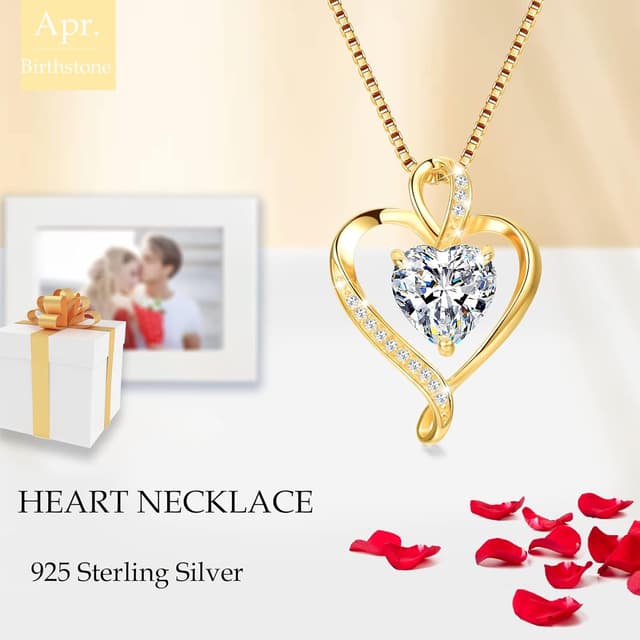 Detalle 2 de LAVUMO Herzkette Silber 8 mm Zirkonia