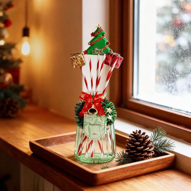 Detalle 2 de DIUFJAG Lot de 2 diffuseurs parfumés 180 ml avec 12 bâtonnets de roseau (Cèdre/Bambou)