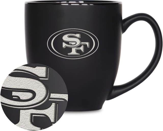 Thumbnail 6 de Rico Industries NFL Football 15oz Matte Black Bistro Mug with Team Logo Etched