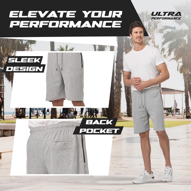 Detalle 2 de Ultra Performance 3-Pack Men’s Athletic Shorts with Zipper Pockets (9-Inch Inseam)