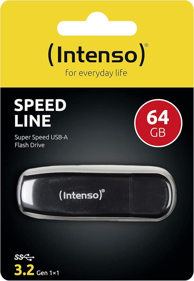 Detalle de Intenso Speed Line 64 GB USB-3.2-Gen-1x1 Speicherstick (USB-A) schwarz
