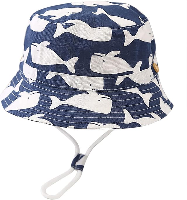 Detalle de Malaxlx kids bucket sun hat (50+ UPF) with adjustable chin strap and cute cartoon print