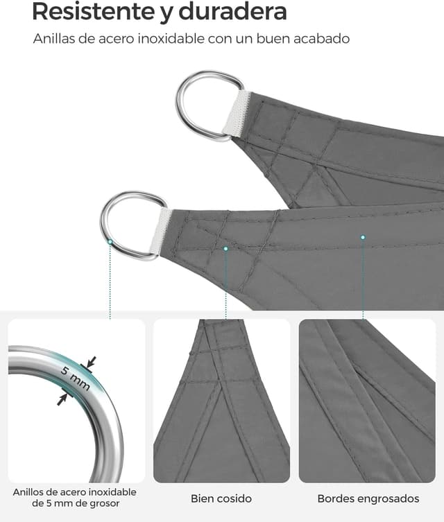 Detalle 2 de SONGMICS vela de sombra 3x4 m