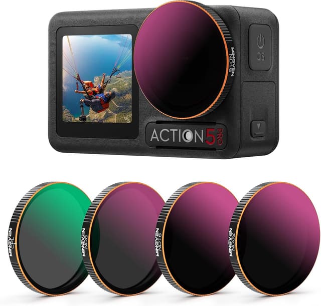 Detalle de MINGVEN ND-Filter-Set für DJI Osmo Action 5 Pro (CPL + ND-Filter, 4er-Set) – kompatibel mit Action 4/3