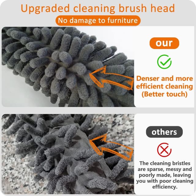 Detalle de Feather duster 5PCS kit with 30–100 inch telescopic extension pole and interchangeable cleaning heads