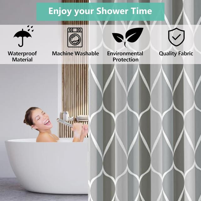 Detalle 2 de GERUIKE Weighted Shower Curtain 240x200 cm