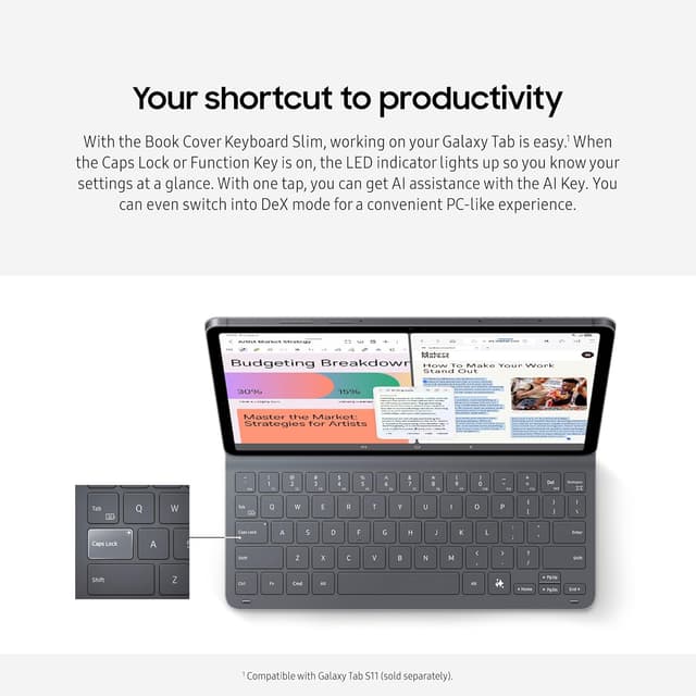 Thumbnail 3 de Samsung Galaxy Tab S11 Book Cover Keyboard Slim (AI Key Ready) — US Version, Black