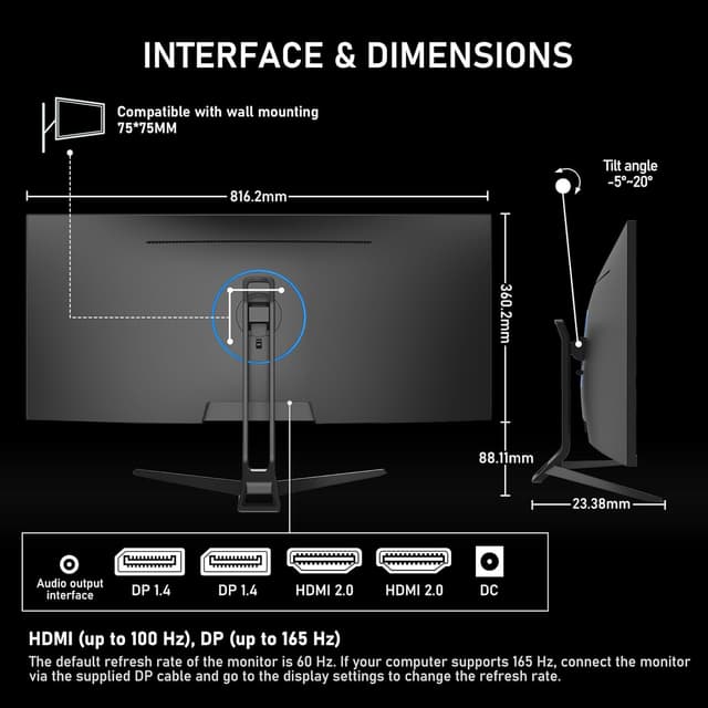 Thumbnail 6 de Gawfolk 34 Inch Ultrawide 165Hz Monitor